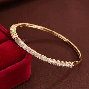 14K Gold 7" Womens 2ct Diamond Bangle Bracelet Ladies New 14 K Silver Jewelry